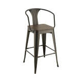 Shahza Dark Elm & Matte Black Bar Stools (Set Of 2) - Ornate Home