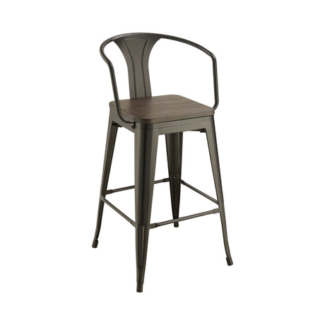Shahza Dark Elm & Matte Black Bar Stools (Set Of 2) - Ornate Home