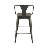 Shahza Dark Elm & Matte Black Bar Stools (Set Of 2) - Ornate Home