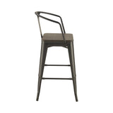 Shahza Dark Elm & Matte Black Bar Stools (Set Of 2) - Ornate Home