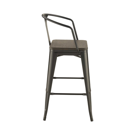 Shahza Dark Elm & Matte Black Bar Stools (Set Of 2) - Ornate Home