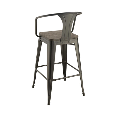 Shahza Dark Elm & Matte Black Bar Stools (Set Of 2) - Ornate Home