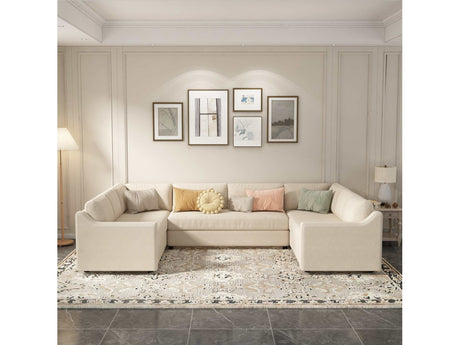 Shasta 3 Pieces Large Sectional Sofa Beige - Ornate Home