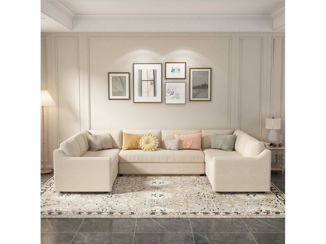 Shasta 3 Pieces Large Sectional Sofa Beige - Ornate Home