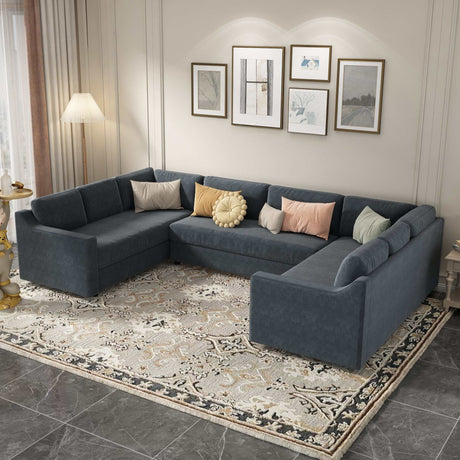 Shasta 3 Pieces Large Sectional Sofa Gray - Ornate Home