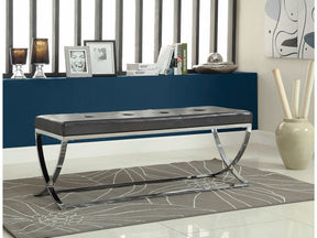 Shau Black & Chrome Accent Bench - Ornate Home