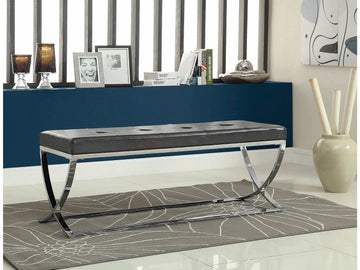 Shau Black & Chrome Accent Bench - Ornate Home