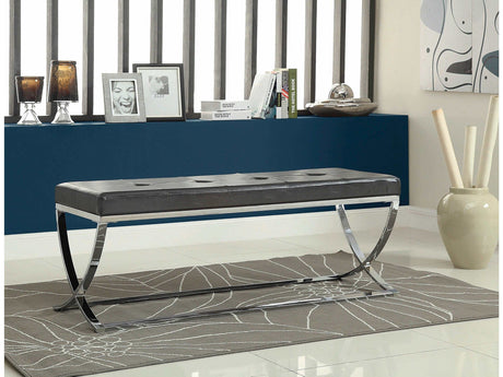 Shau Black & Chrome Accent Bench - Ornate Home