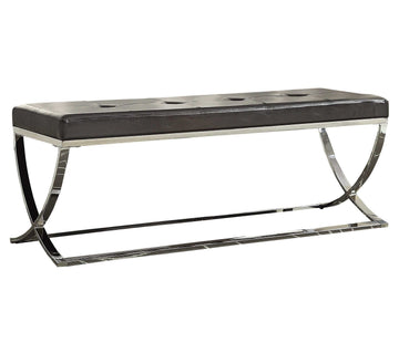 Shau Black & Chrome Accent Bench - Ornate Home