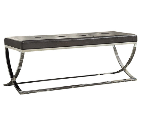 Shau Black & Chrome Accent Bench - Ornate Home