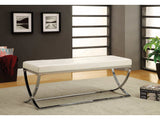 Shau White & Chrome Accent Bench - Ornate Home