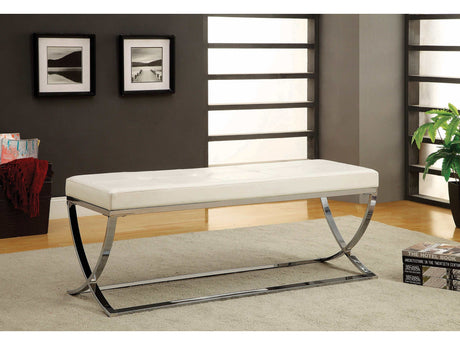 Shau White & Chrome Accent Bench - Ornate Home