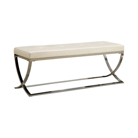 Shau White & Chrome Accent Bench - Ornate Home