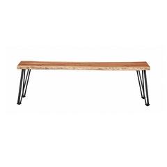 Sherman Natural Acacia & Matte Black Dining Bench - Ornate Home