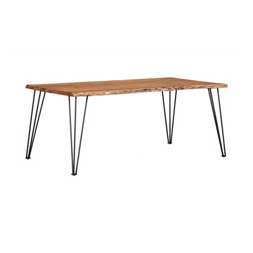 Sherman Natural Acacia & Matte Black Rectangular Dining Table - Ornate Home
