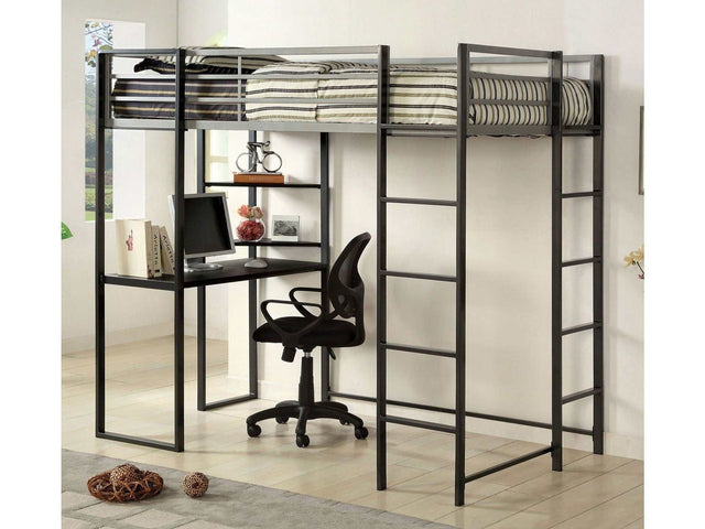 Sherman Silver & Gun Metal Twin Bunk Bed w/ Workstation - Ornate Home