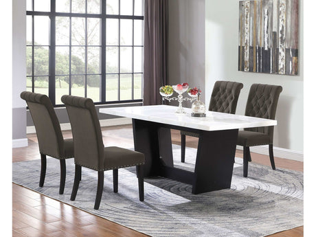 Sherry White Marble / Brown 5 Pc Dining Set - Ornate Home