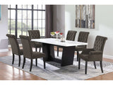 Sherry White Marble / Brown 7 Pc Dining Set - Ornate Home