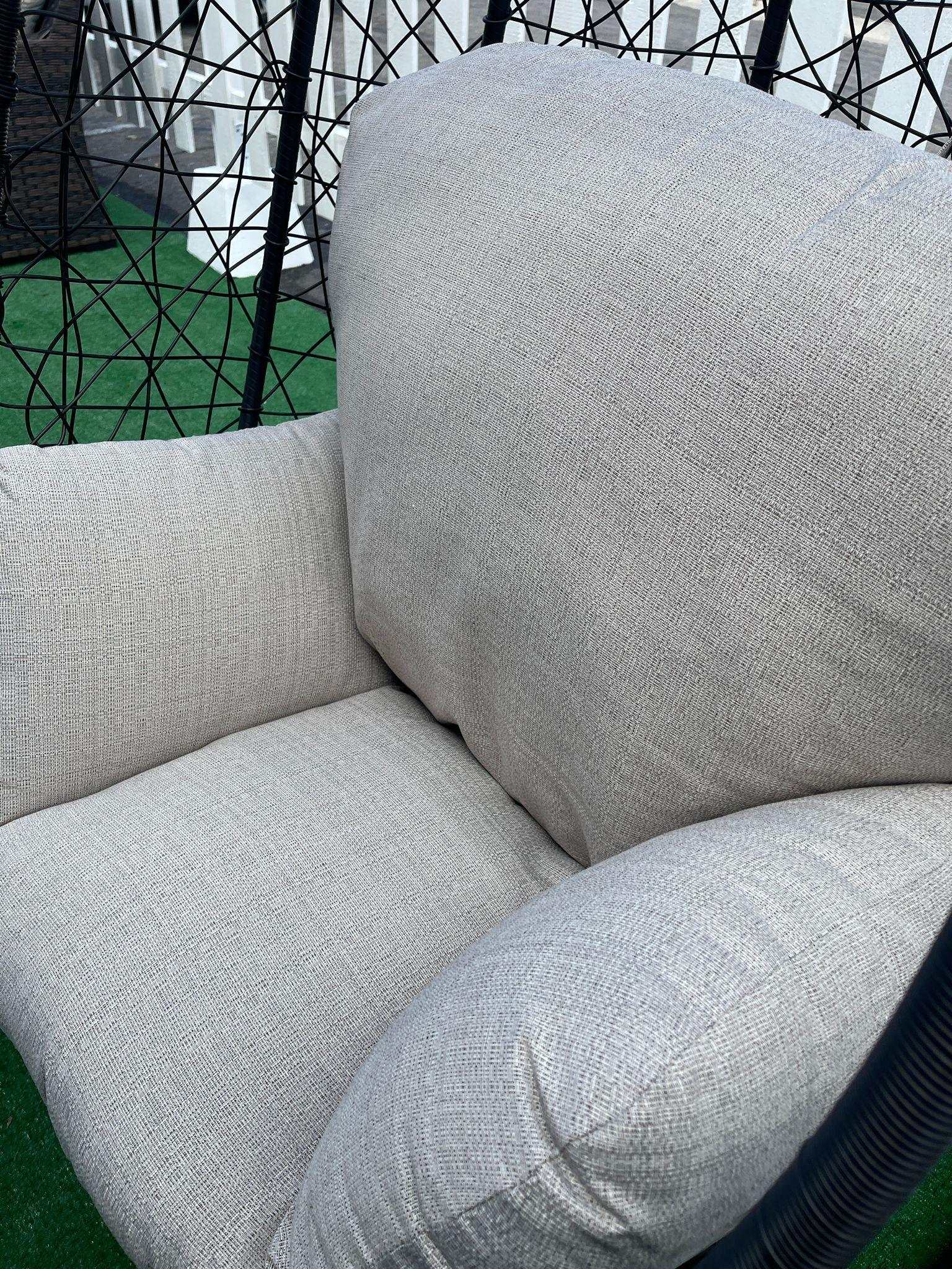 Simona Beige & Black Patio Swing Chair w/ Stand - Ornate Home