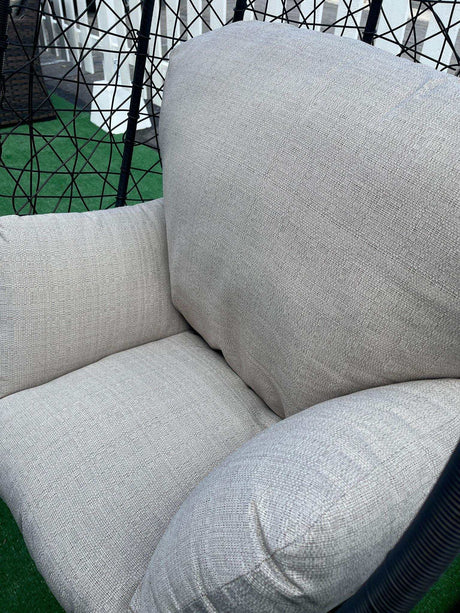 Simona Beige & Black Patio Swing Chair w/ Stand - Ornate Home