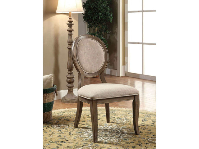 Siobhan Rustic Oak & Beige Side Chair (Set of 2) - Ornate Home