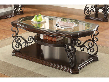 Sir Rawlinson Deep Merlot & Clear Coffee Table - Ornate Home