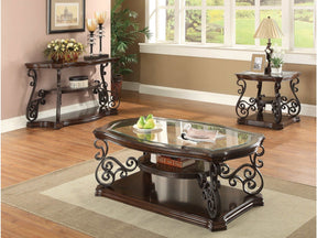 Sir Rawlinson Deep Merlot & Clear Sofa Table - Ornate Home