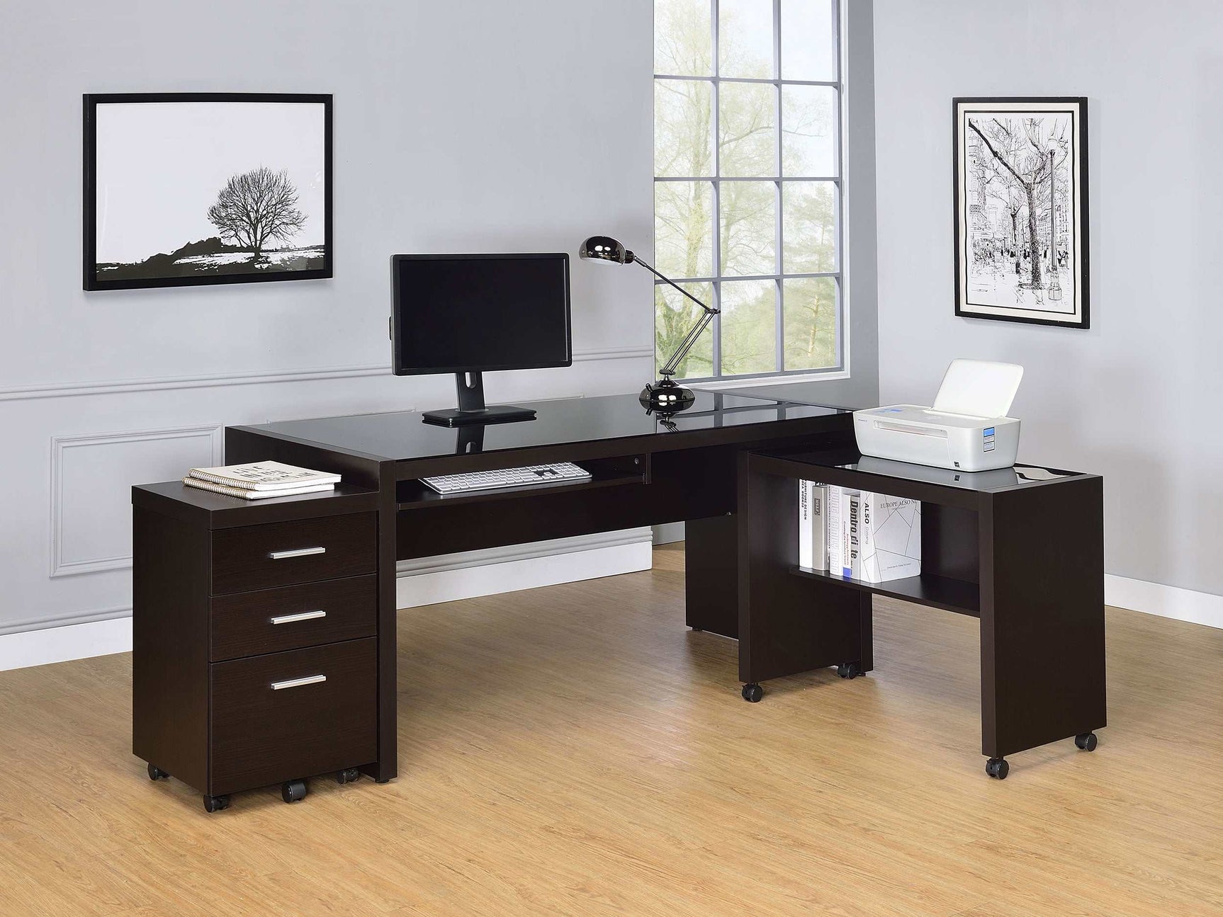 Skeena Cappuccino 3 Pc Desk Set - Ornate Home