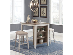 Skempton White/Light Brown Counter Height Dining Table & 2 Bar Stools (Set of 3) - Ornate Home