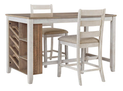 Skempton White/Light Brown Counter Height Dining Room Set / 3pc - Ornate Home