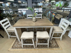 Skempton White/Light Brown Counter Height Dining Room Set / 3pc - Ornate Home