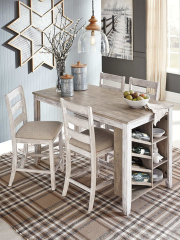 Skempton White/Light Brown Counter Height Dining Room Set / 5pc - Ornate Home