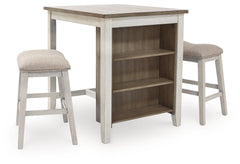 Skempton White/Light Brown Counter Height Dining Table & 2 Bar Stools (Set of 3) - Ornate Home