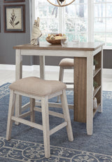 Skempton White/Light Brown Counter Height Dining Table & 2 Bar Stools (Set of 3) - Ornate Home