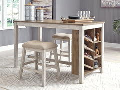 Skempton White/Light Brown Counter Height Dining Table w/ Storage - Ornate Home