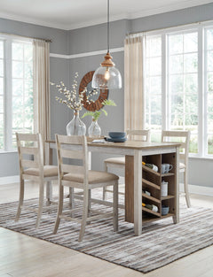 Skempton White/Light Brown Counter Height Dining Table w/ Storage - Ornate Home