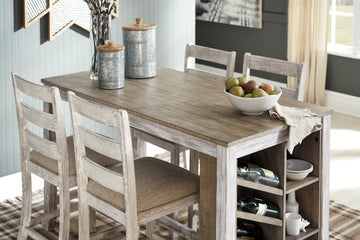 Skempton White/Light Brown Counter Height Dining Table w/ Storage - Ornate Home