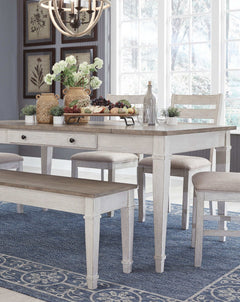 Skempton White/Light Brown Dining Room Set / 6pc - Ornate Home