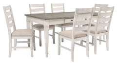 Skempton White/Light Brown Dining Room Set / 7pc - Ornate Home