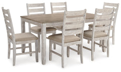 Skempton White/Light Brown Dining Table & Chairs (Set of 7) - Ornate Home