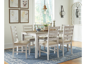Skempton White/Light Brown Dining Table & Chairs (Set of 7) - Ornate Home