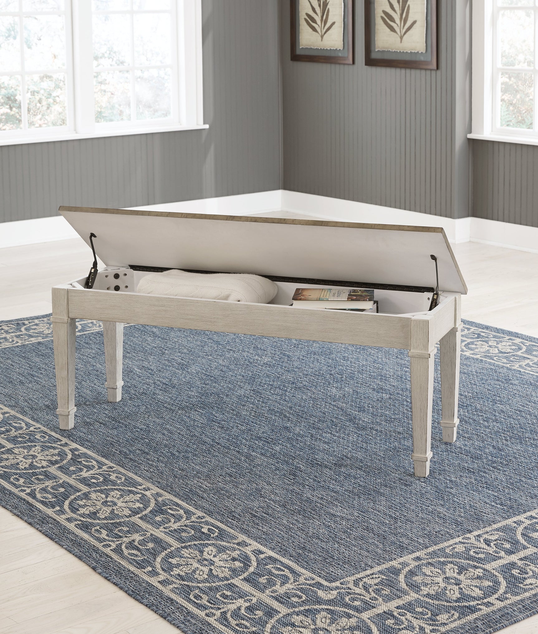 Skempton White/Light Brown Storage Bench - Ornate Home