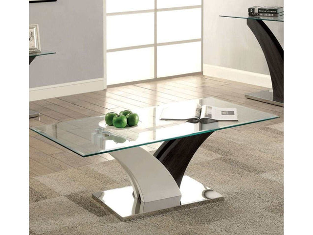 Sloane - White/Dark Gray & Chrome Coffee Table - Ornate Home