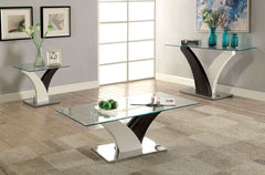 Sloane - White/Dark Gray & Chrome Coffee Table - Ornate Home