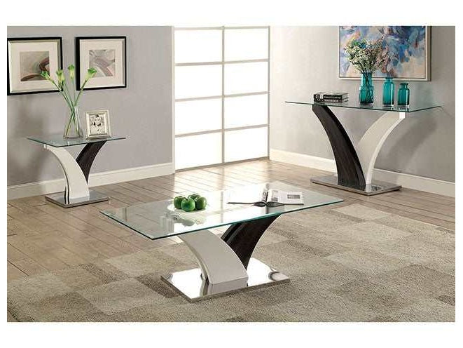 Sloane White/Dark Gray/Chrome End Table - Ornate Home