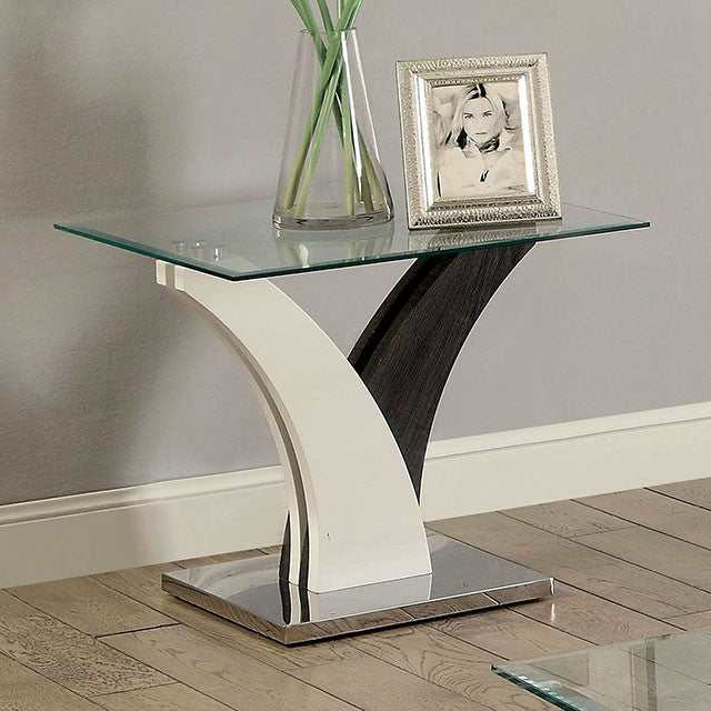 Sloane White/Dark Gray/Chrome End Table - Ornate Home