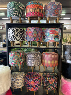 Small Multi Color Accent Pouf - Ornate Home