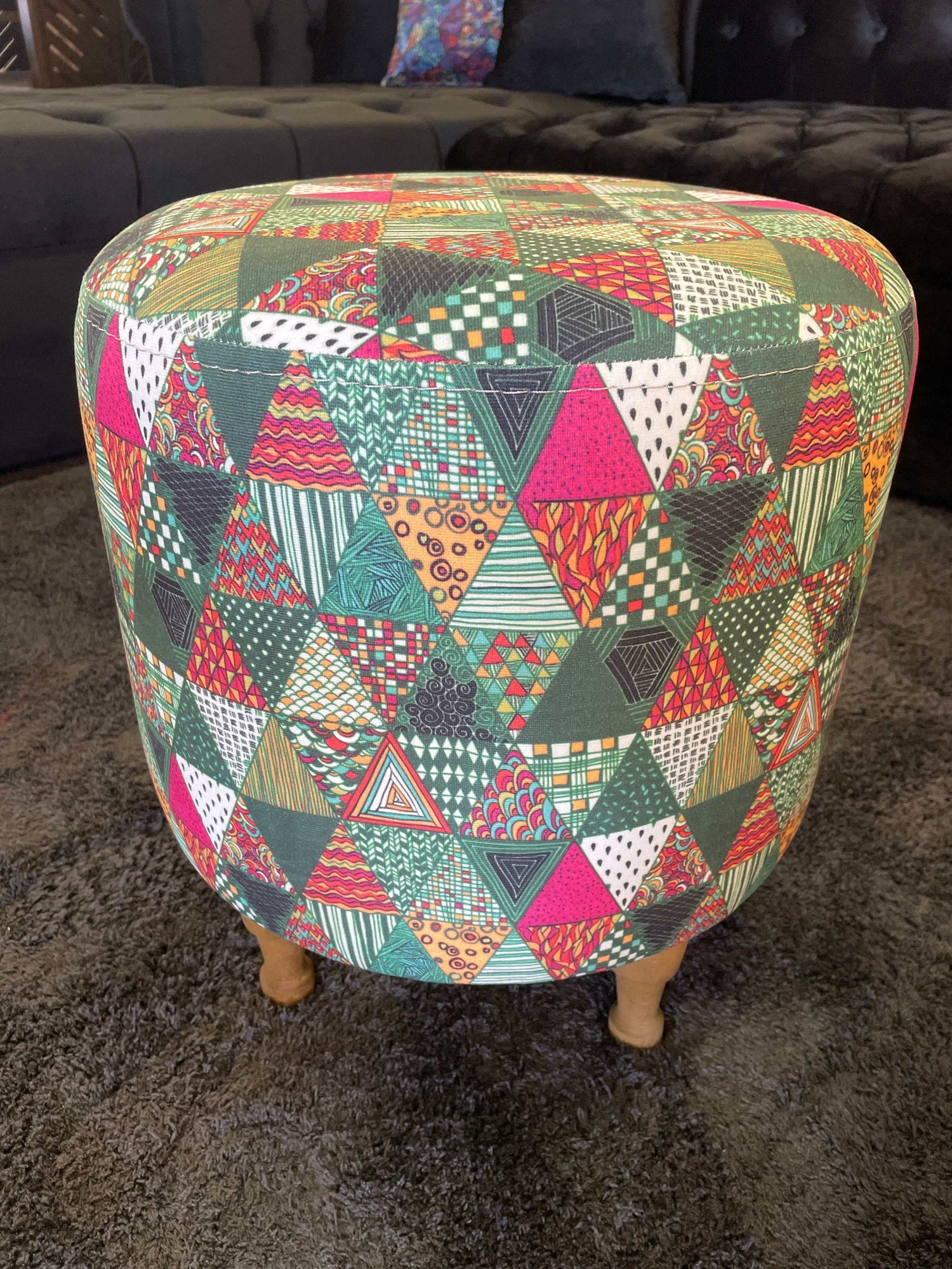 Small Multi Color Accent Pouf - Ornate Home