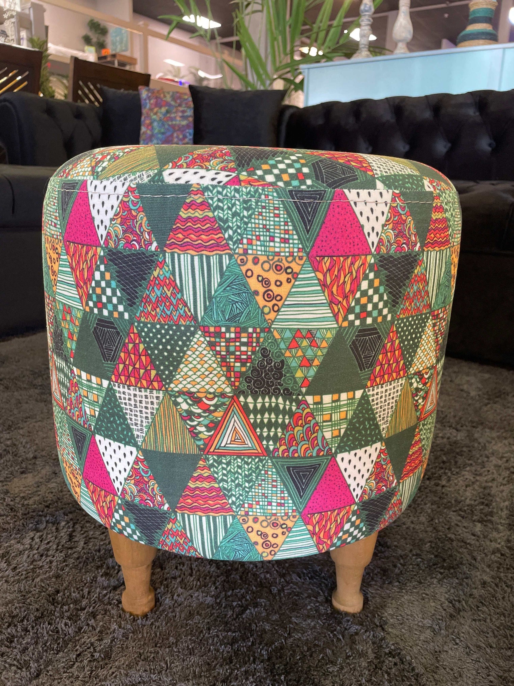 Small Multi Color Accent Pouf - Ornate Home