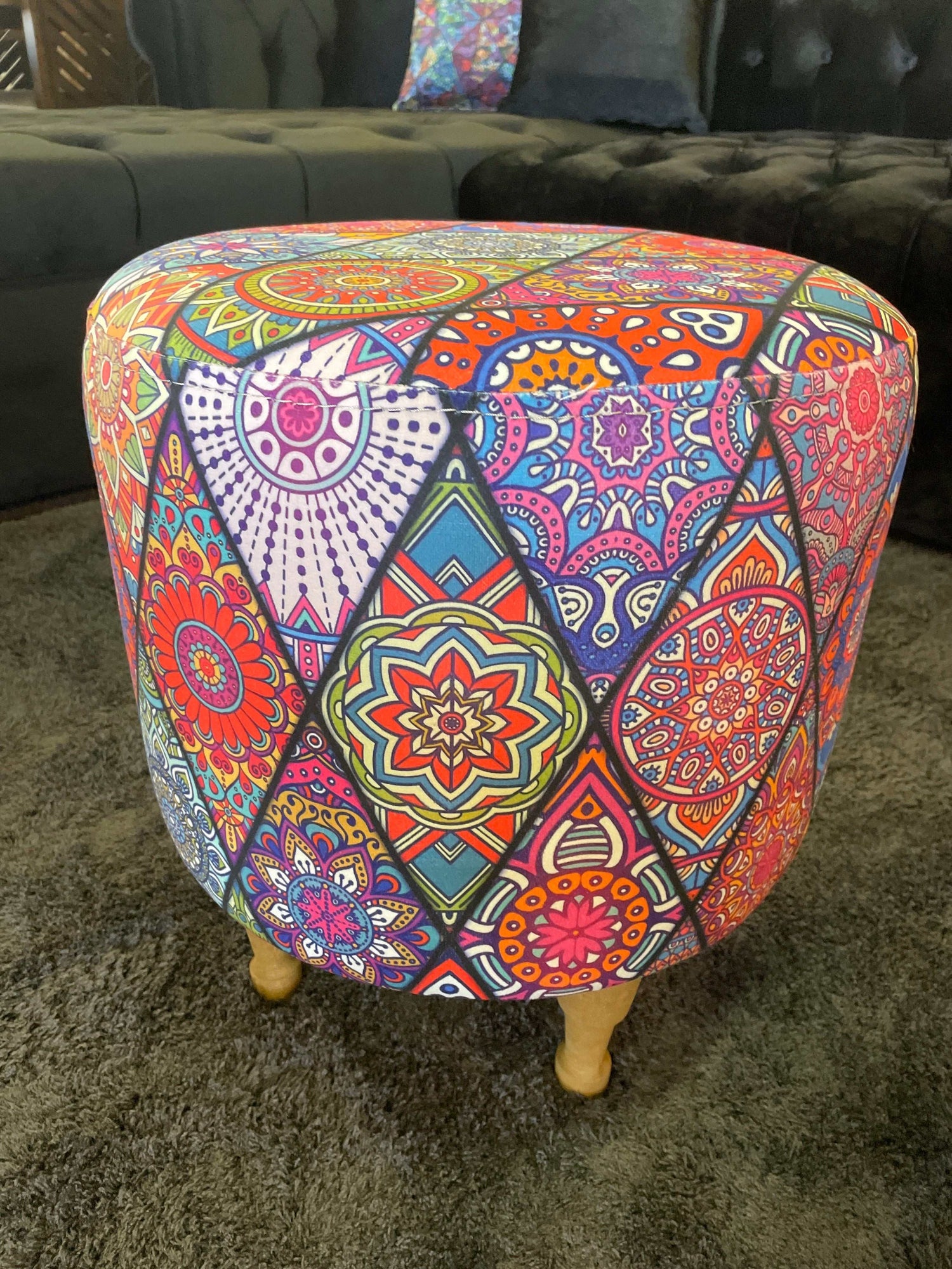 Small Multi Color Accent Pouf - Ornate Home